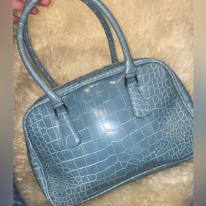 Nine West Blue Alligator Design Purse Y2K